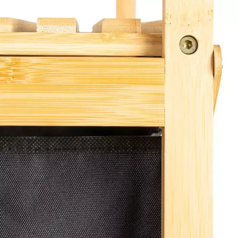 Bamboo Pull Out Double Hamper with Shelf, Natural and Black