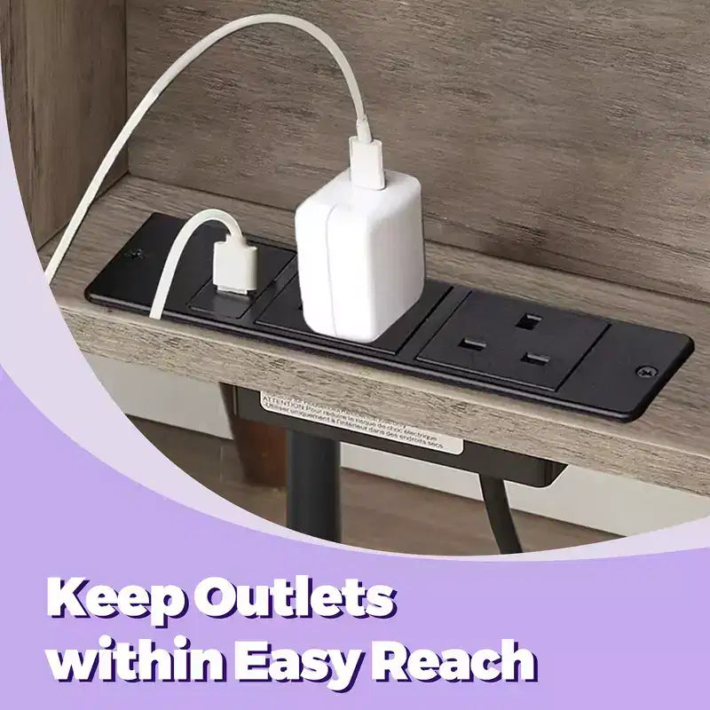 End Table with Built-in Charging Station 3-Tier Nightstand with USB Ports and Power Outlets Side Table for Living Room