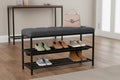 Shoe Bench, Storage Bench, Entryway Bench with Cushion, Shoe Shelf with Seat, Storage Organizer with Foam Padded Seat Linen