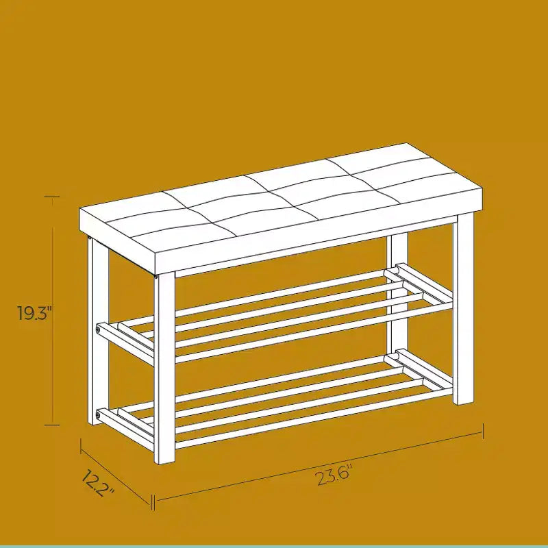 Entryway Shoe Bench with Cushion & Linen Seat - Metal Frame