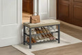 Shoe Bench, Storage Bench, Entryway Bench with Cushion, Shoe Shelf with Seat, Storage Organizer with Foam Padded Seat Linen Metal Frame