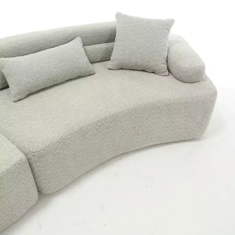 139W 4-Seater Sectional Sofa Sleeper Sofa Bed with ARC Armrests, Double Backrests and Pillows, No Assembly Required-ModernLuxe