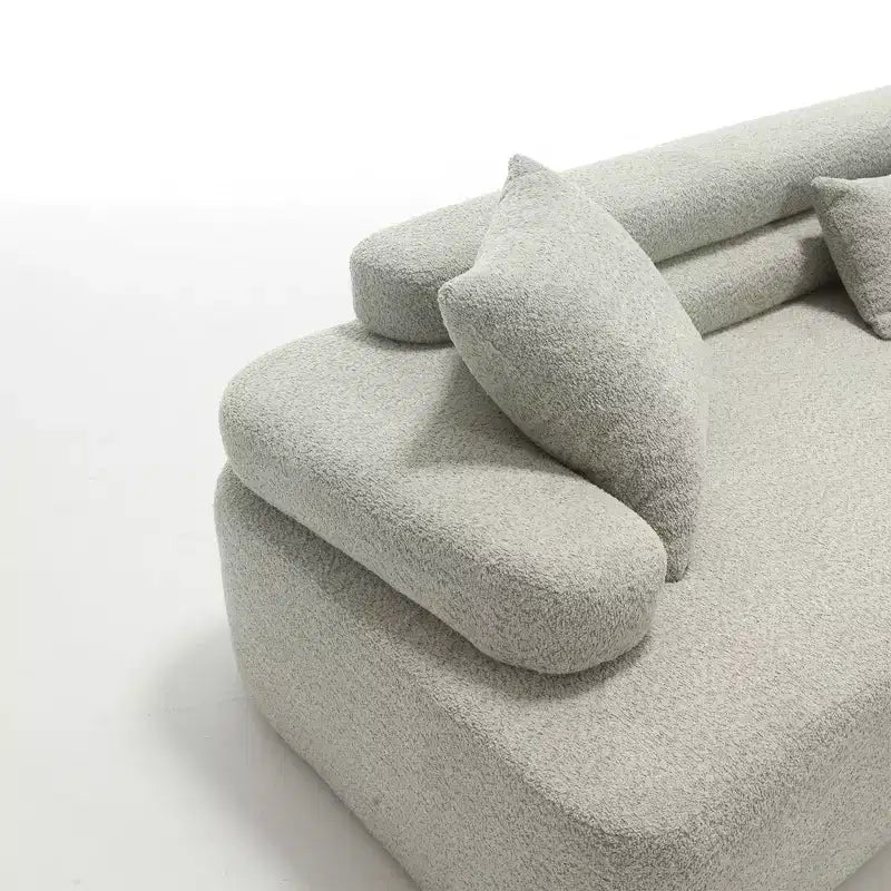 139W 4-Seater Sectional Sofa Sleeper Sofa Bed with ARC Armrests, Double Backrests and Pillows, No Assembly Required-ModernLuxe