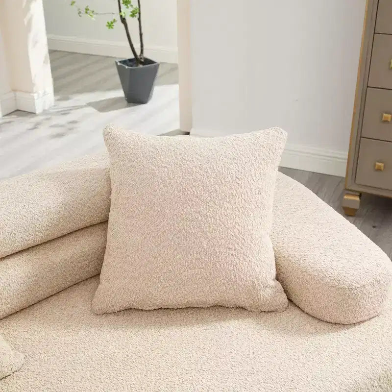 139W 4-Seater Sectional Sofa Sleeper Sofa Bed with ARC Armrests, Double Backrests and Pillows, No Assembly Required-ModernLuxe