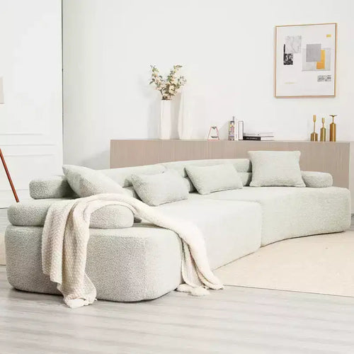 139W 4-Seater Sectional Sofa Sleeper Sofa Bed with ARC Armrests, Double Backrests and Pillows, No Assembly Required-ModernLuxe