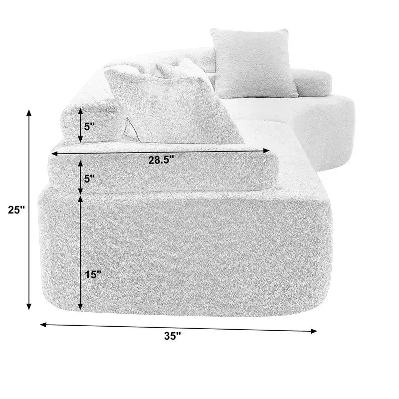 139W 4-Seater Sectional Sofa Sleeper Sofa Bed with ARC Armrests, Double Backrests and Pillows, No Assembly Required-ModernLuxe