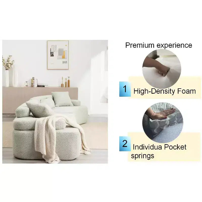 139W 4-Seater Sectional Sofa Sleeper Sofa Bed with ARC Armrests, Double Backrests and Pillows, No Assembly Required-ModernLuxe