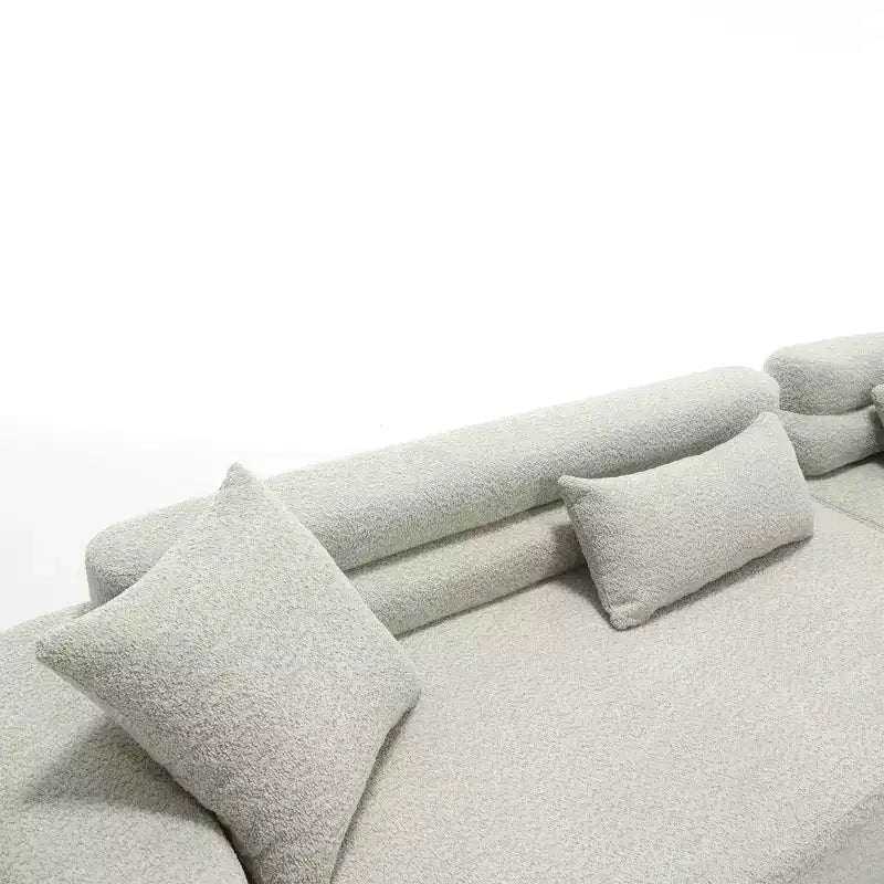 139W 4-Seater Sectional Sofa Sleeper Sofa Bed with ARC Armrests, Double Backrests and Pillows, No Assembly Required-ModernLuxe