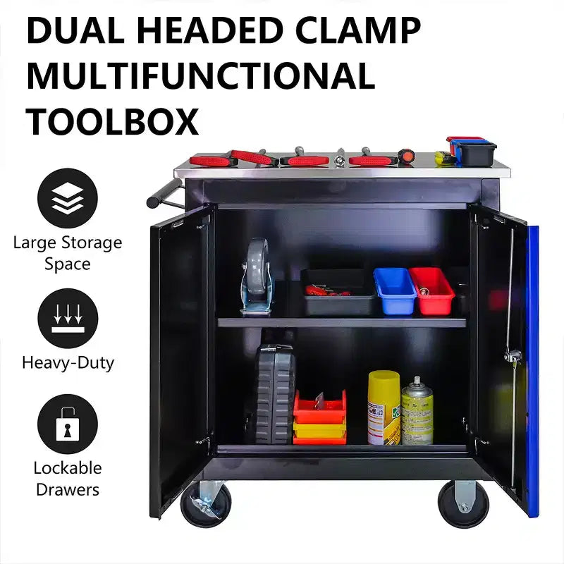 Metal Storage Cabinet with Wheels, Lockable Garage Storage Cabinet on Wheels, Rolling Tool Storage Cabinet For Workshop Garage,Assembly Required Black