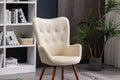 Roundhill Furniture Doarnin Contemporary Silky Velvet Tufted Button Back Accent Chair, White