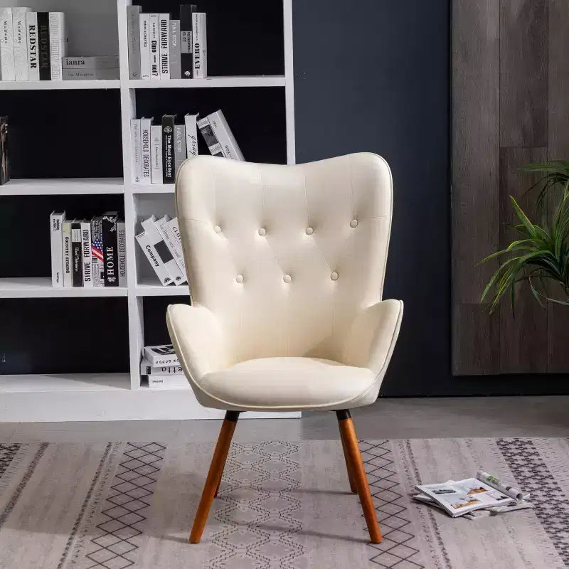 Doarnin Contemporary Velvet Tufted Button Back Accent Chair - White
