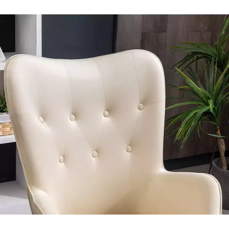 Doarnin Contemporary Velvet Tufted Button Back Accent Chair - White