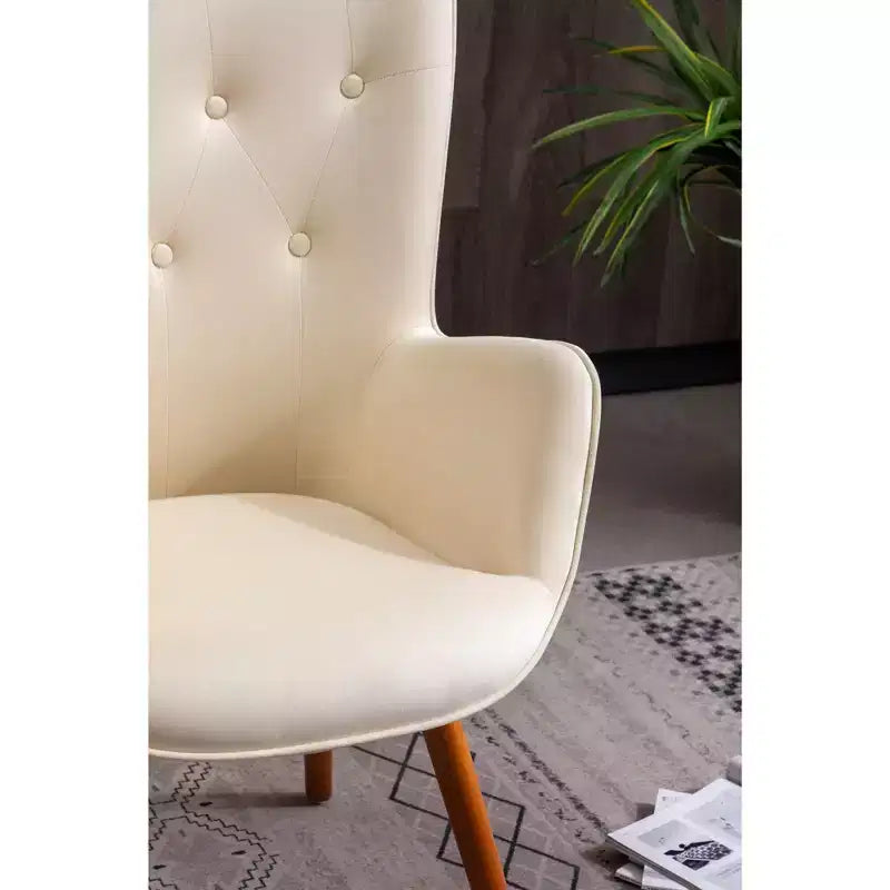 Doarnin Contemporary Velvet Tufted Button Back Accent Chair - White