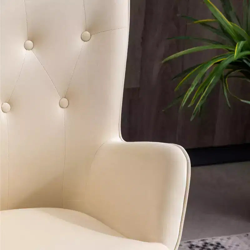 Doarnin Contemporary Velvet Tufted Button Back Accent Chair - White