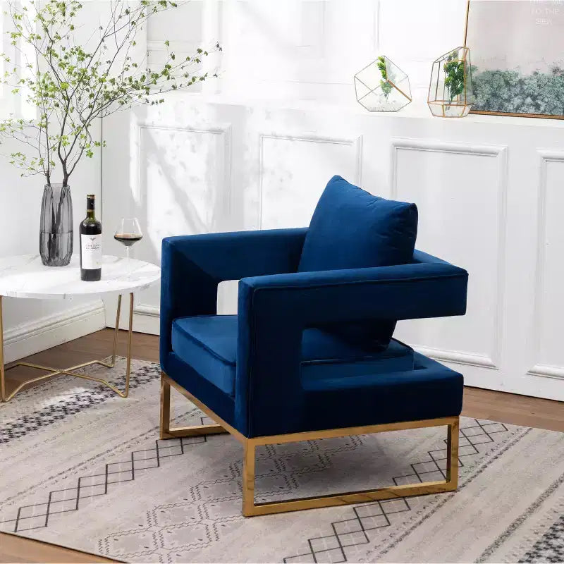 Lenola Contemporary Upholstered Accent Arm Chair - Blue