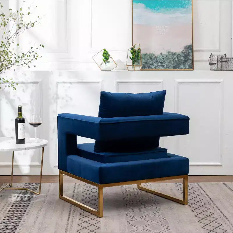 Lenola Contemporary Upholstered Accent Arm Chair - Blue