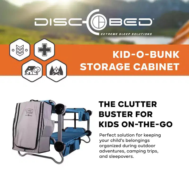 Kid-O-Bunk Folding Camping Cots with Storage Cabinet - Grey