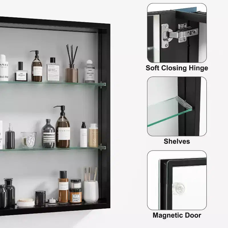 26"x20" Rectangle Recessed/Surface Mount Medicine Cabinet with Mirror