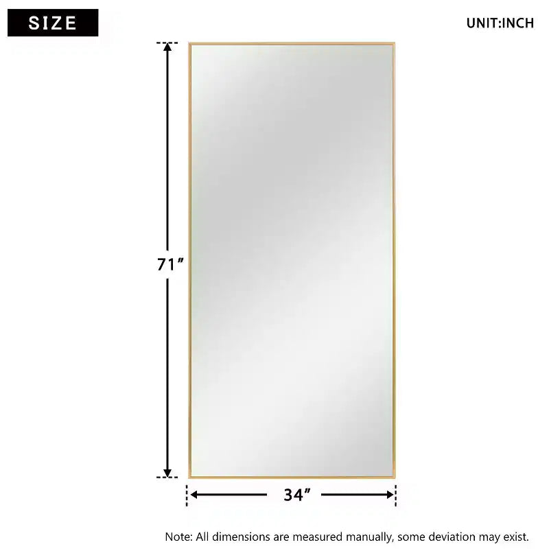 Full Length Standing Floor Mirror - Black