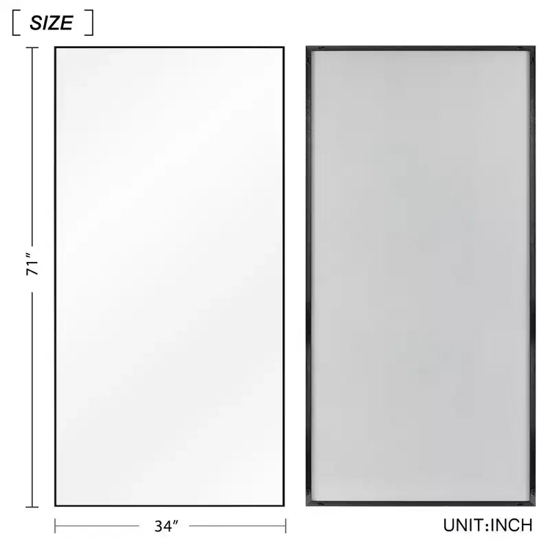 Full Length Standing Floor Mirror - Black