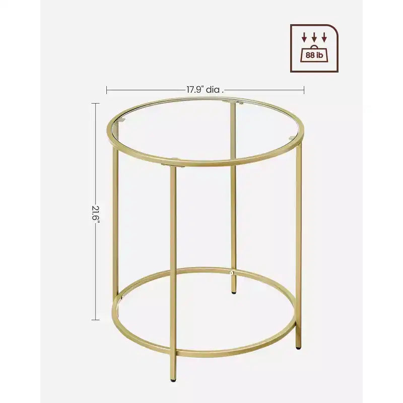 Set of 2 Round Glass Side Tables with Black Metal Frame