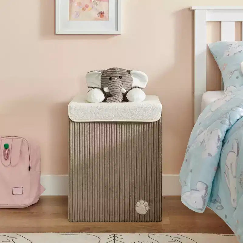 Collapsible Corduroy Kids Laundry Hamper & Toy Storage