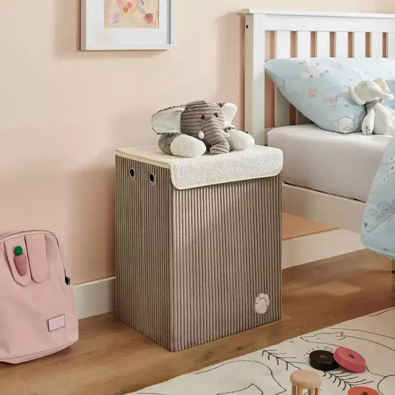 Collapsible Corduroy Kids Laundry Hamper & Toy Storage