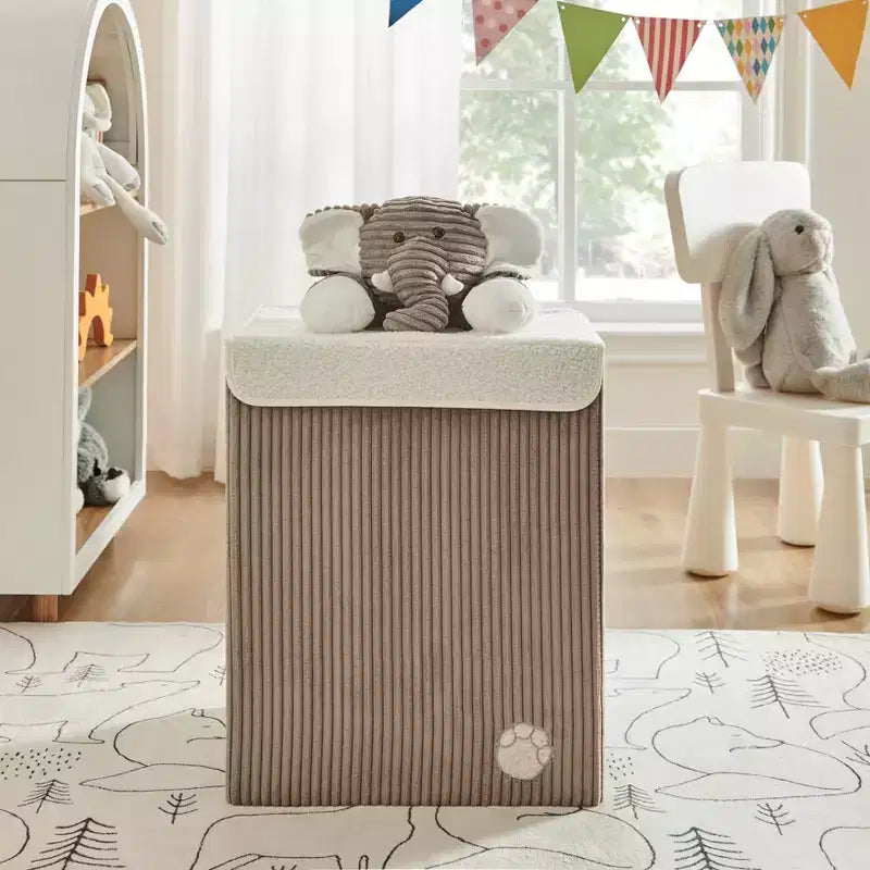 Collapsible Corduroy Kids Laundry Hamper & Toy Storage