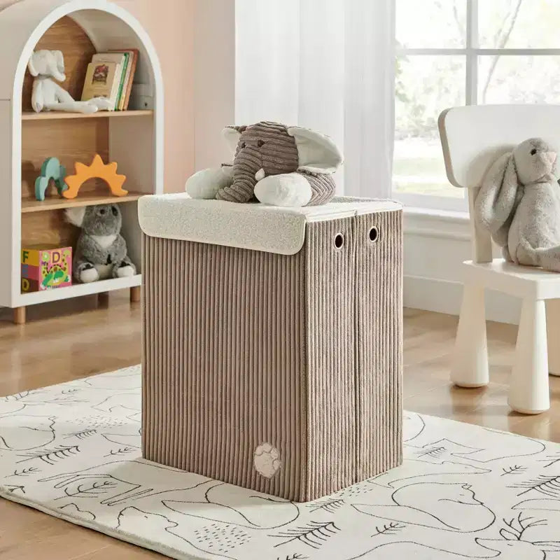Collapsible Corduroy Kids Laundry Hamper & Toy Storage