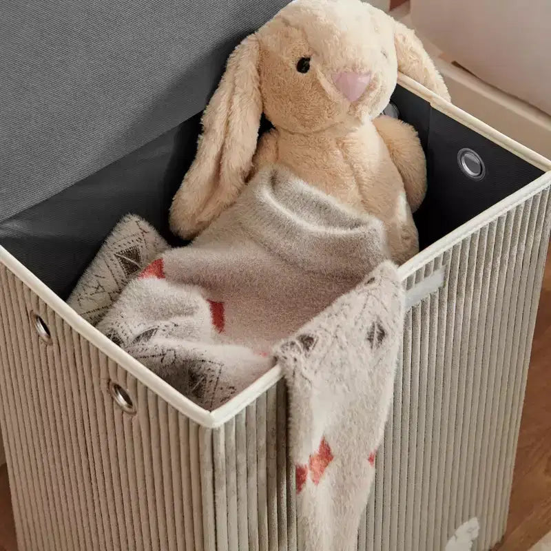Collapsible Corduroy Kids Laundry Hamper & Toy Storage