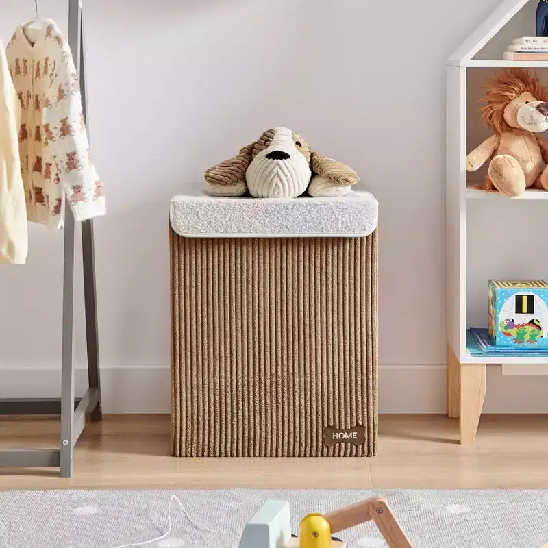Collapsible Corduroy Kids Laundry Hamper & Toy Storage