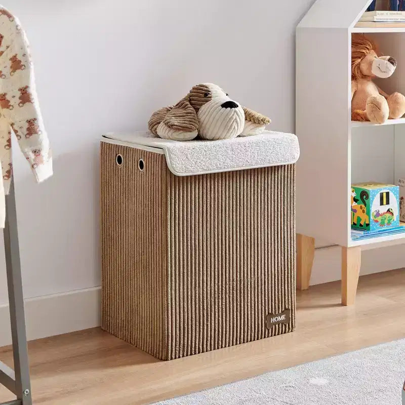 Collapsible Corduroy Kids Laundry Hamper & Toy Storage