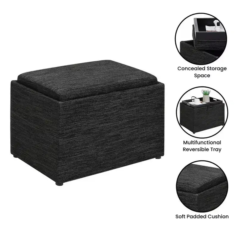 Accent Storage Ottoman with Reversible Tray