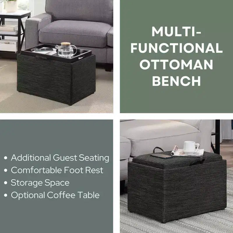 Accent Storage Ottoman with Reversible Tray