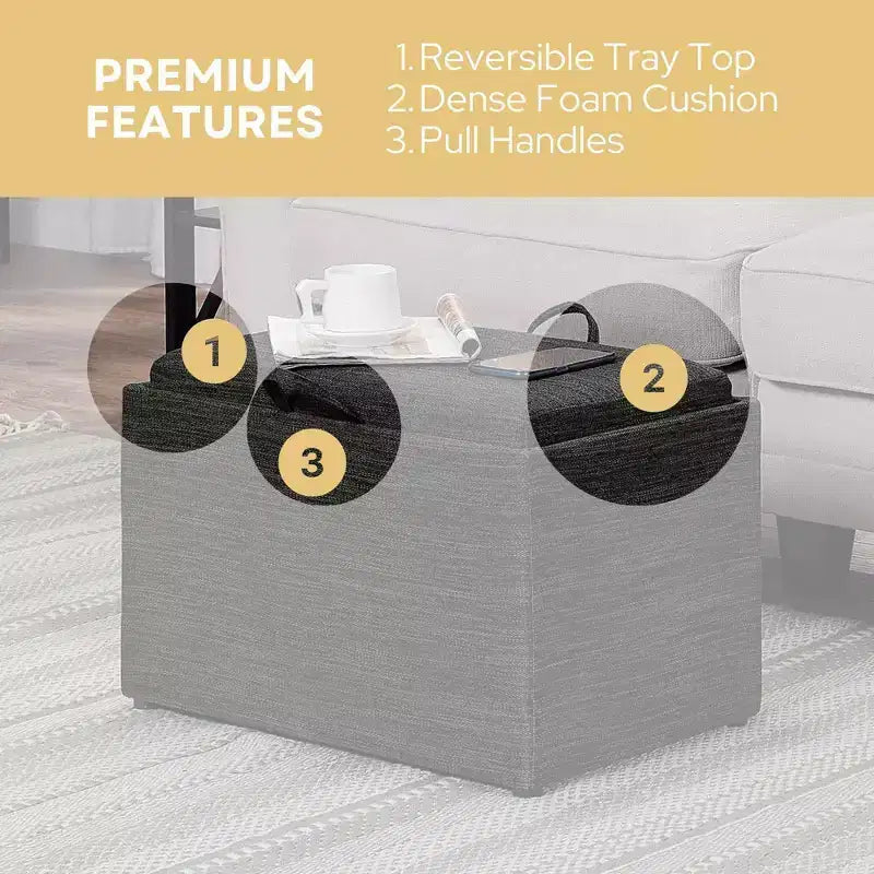 Accent Storage Ottoman with Reversible Tray