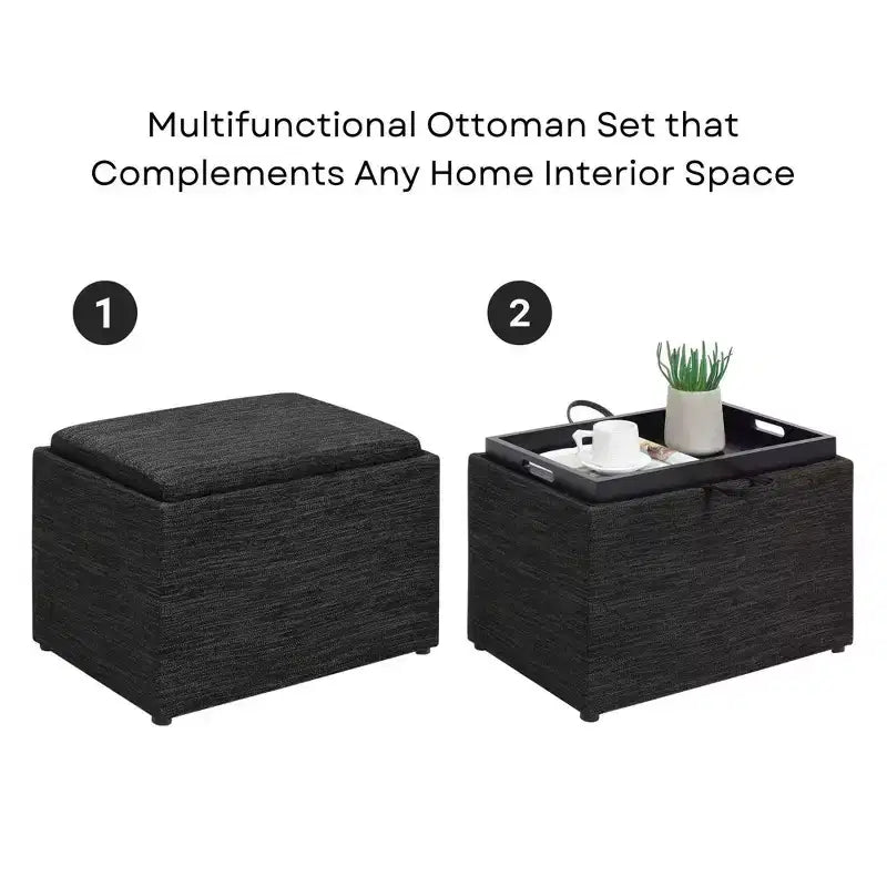 Accent Storage Ottoman with Reversible Tray