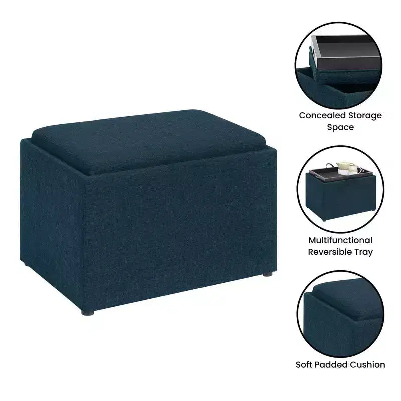 Breighton Home Designs4Comfort Accent Storage Ottoman with Reversible Tray