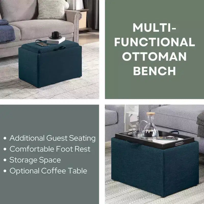 Accent Storage Ottoman with Reversible Tray