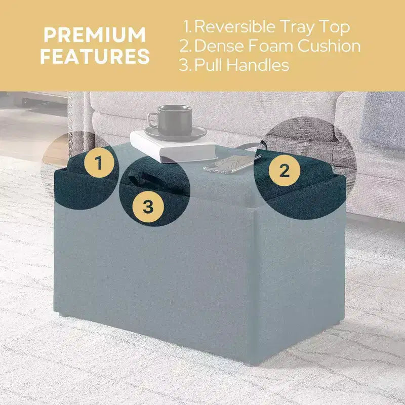 Accent Storage Ottoman with Reversible Tray