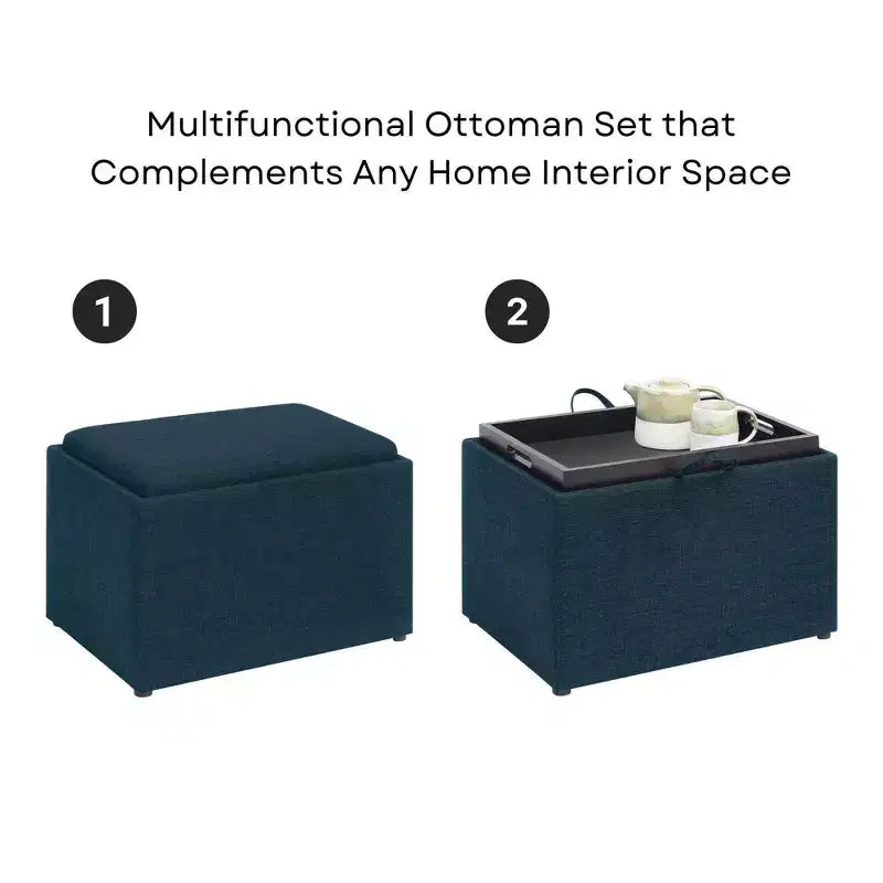 Accent Storage Ottoman with Reversible Tray