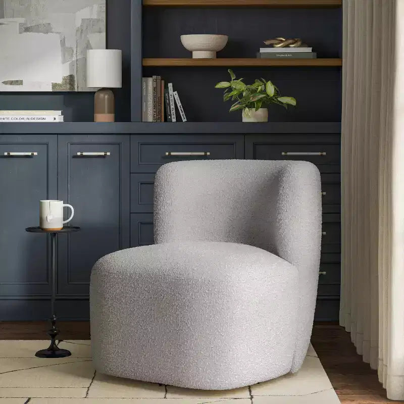Neko Linen-Blend Swivel Accent Chair