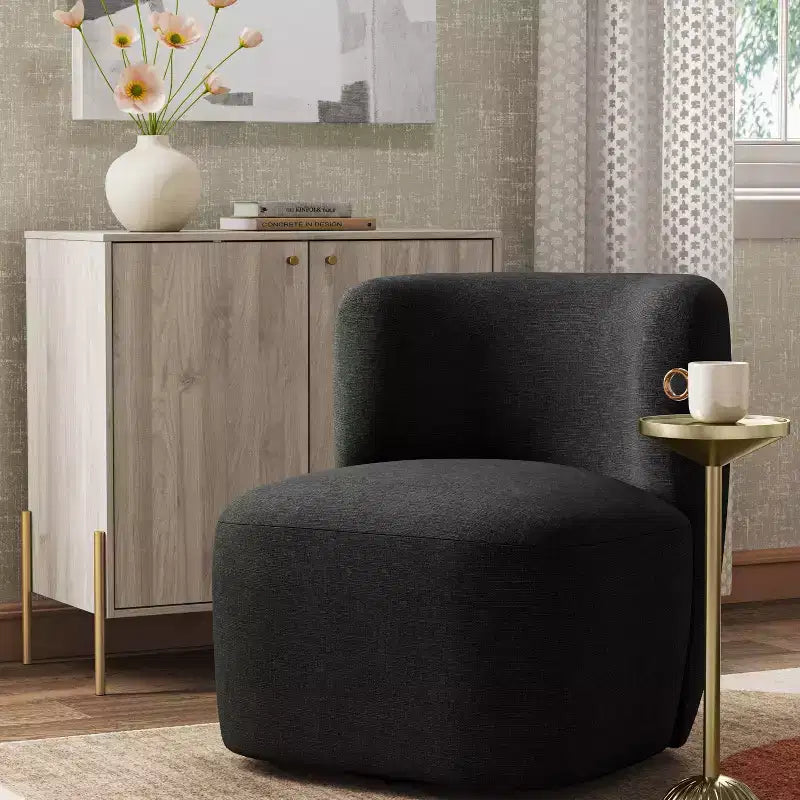 Fauteuil pivotant Neko en mélange de lin
