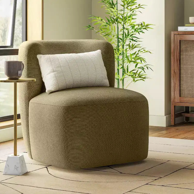 Fauteuil pivotant Neko en mélange de lin