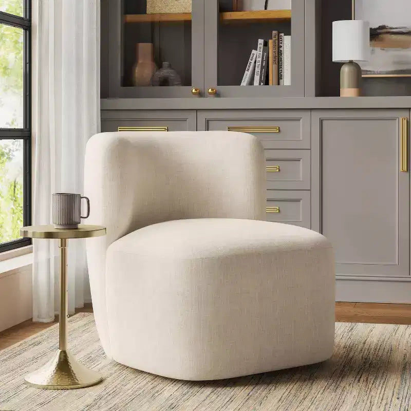 Fauteuil pivotant Neko en mélange de lin
