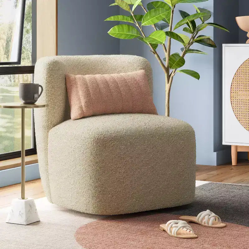 Fauteuil pivotant Neko en mélange de lin