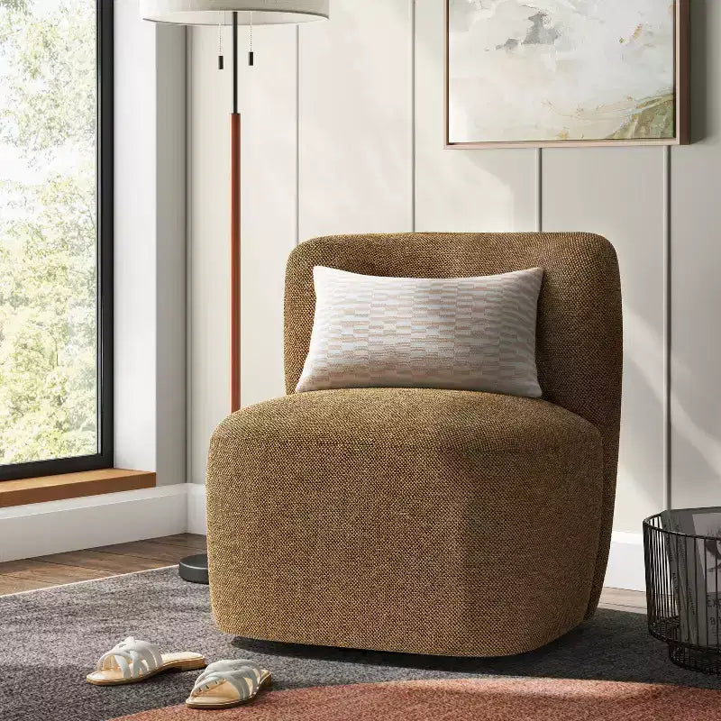 Fauteuil pivotant Neko en mélange de lin