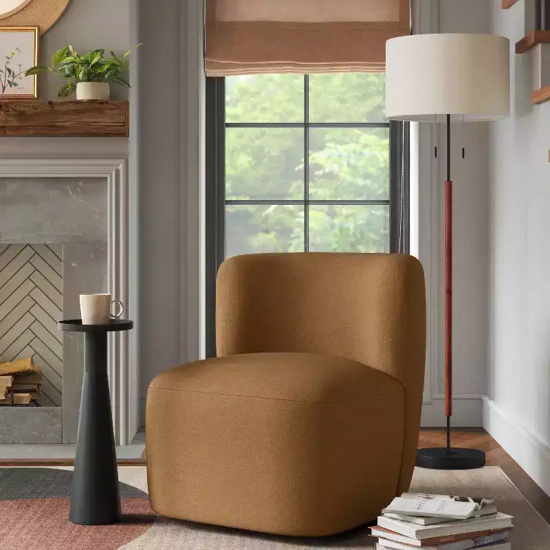 Fauteuil pivotant Neko en mélange de lin