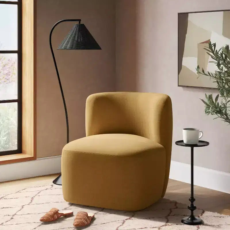 Fauteuil pivotant Neko en mélange de lin