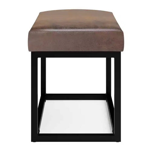 Banc rectangulaire contemporain 66 cm - Fer noir et similicuir