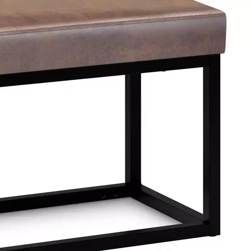 Kerwood 26" Contemporary Rectangle Bench - Black Iron & Faux Leather